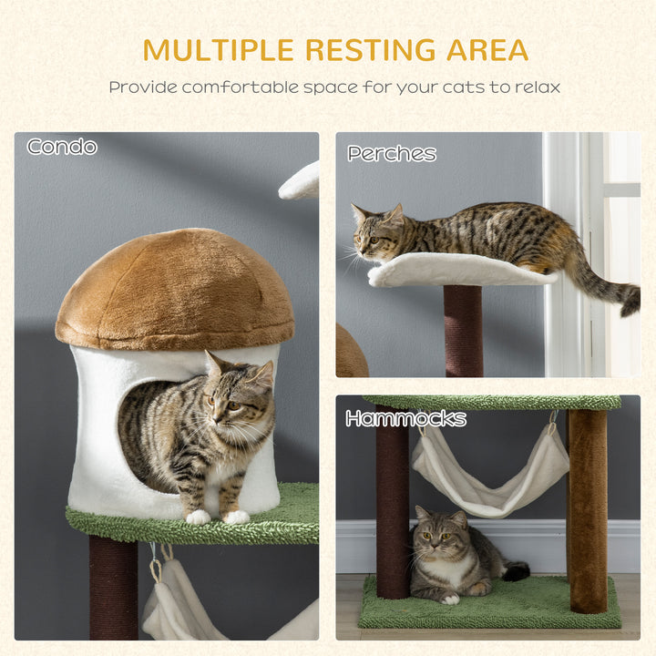 Cat Tree, Cat Tower with Sisal Scratching Post, Hammock- Green