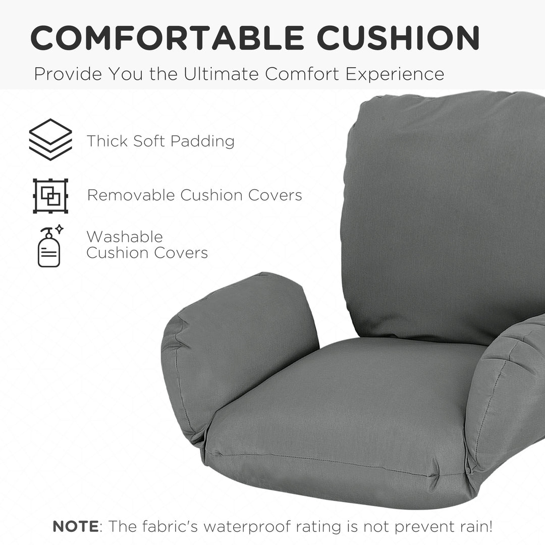Garden Lounge Chair Cushion Set, Patio Egg Chair Seat, Armrest, Back Pad Cushion, Easy Clean &amp; Replacement for Indoor &amp; Outdoor Use Dark Grey