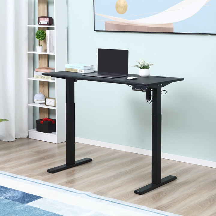 Electric Height Adjustable Standing Desk, 120 cm x 60 cm Memory Preset Stand Up Workstation for Home, Office, Black