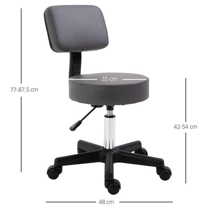 Beautician's Swivel Salon Chair w/ Padded Seat Back 5 Wheels Adjustable Height Salon Hairdressers Tattoo Spa Rolling Cushion Professional Grey