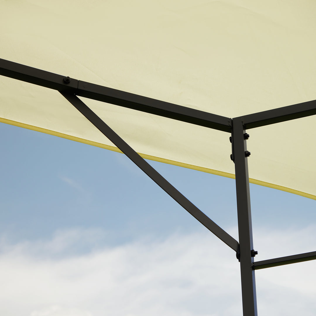 Outsunny 3 x 3 m Garden Metal Gazebo for Party and BBQ w/ Water-resistant PE Canopy Top, Cream