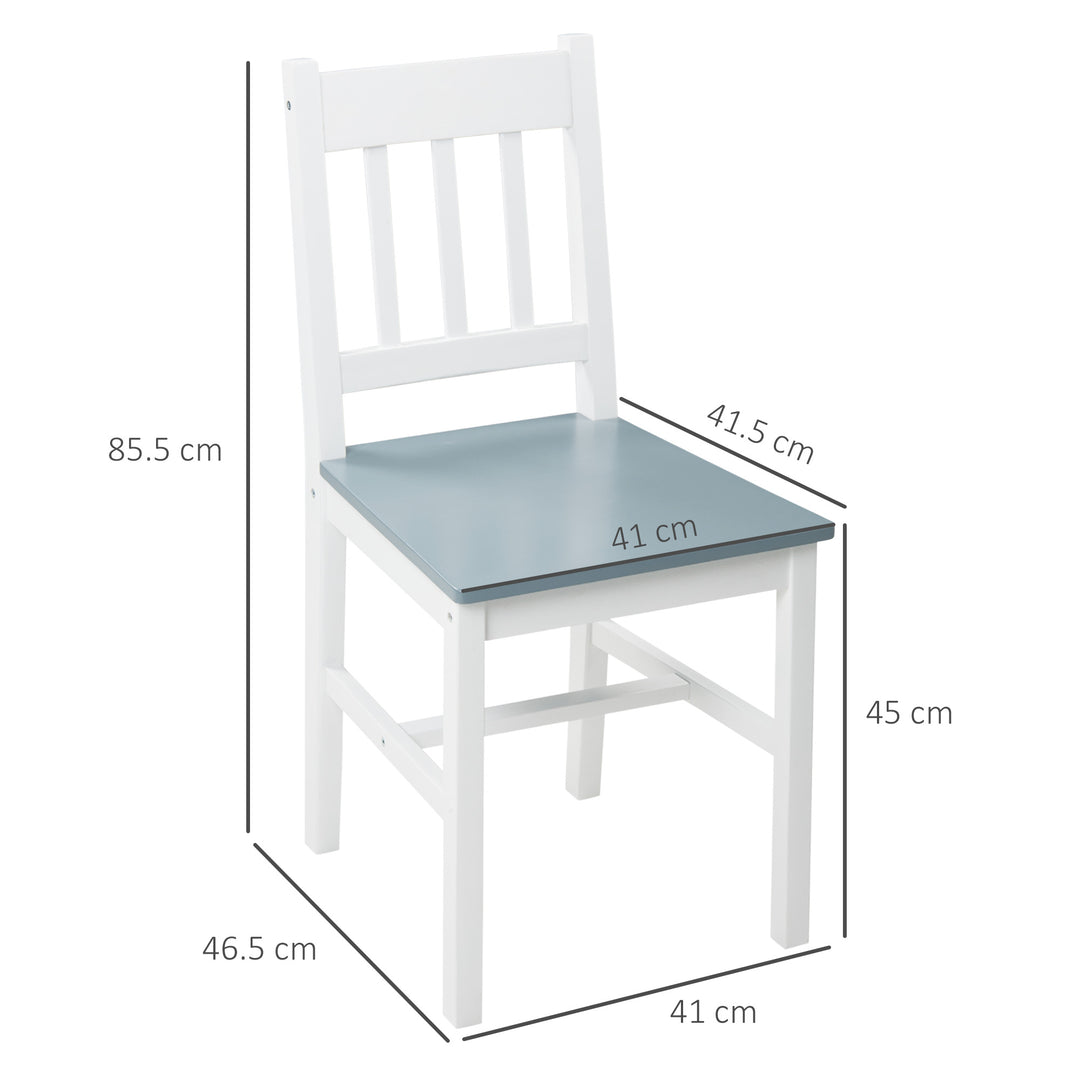 Dining Chairs Set of 4, Kitchen Chair with Slat Back, Pine Wood Structure for Living Room and Dining Room, White