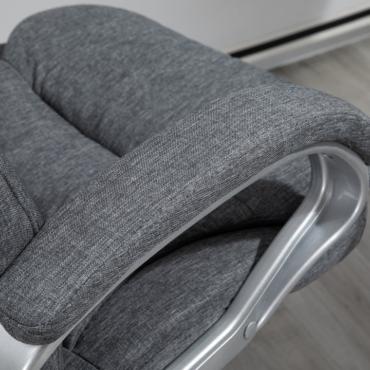 Vinsetto Ergonomic Office Chair Task Chair for Home with Arm, Swivel Wheels, Linen Fabric, Grey