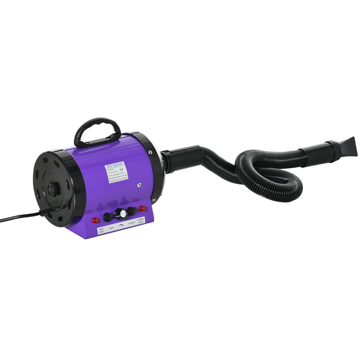 PawHut 2800W Dog Hair Dryer Pet Grooming Blaster Water Blower Dryer w/ 3 Nozzles, Purple