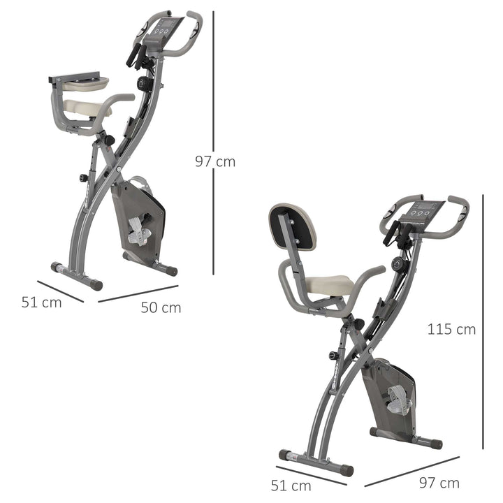 HOMCOM 2-in-1 Foldable Exercise Bike Recumbent Stationary Bike 8-Level Adjustable Magnetic Resistance with Pulse Sensor LCD Display