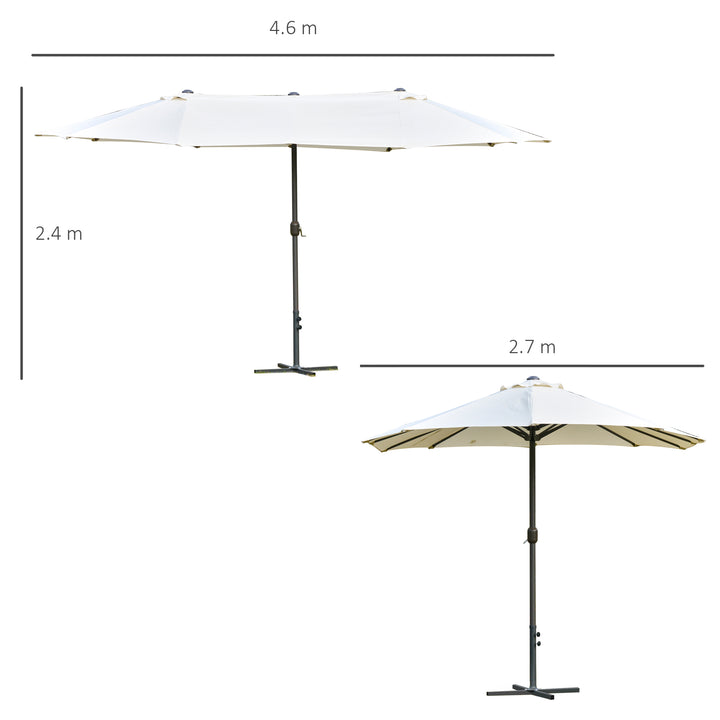 Outsunny 4.6m Garden Parasol Double-Sided Sun Umbrella Patio Market Shelter Canopy Shade Outdoor with Cross Base – Off White