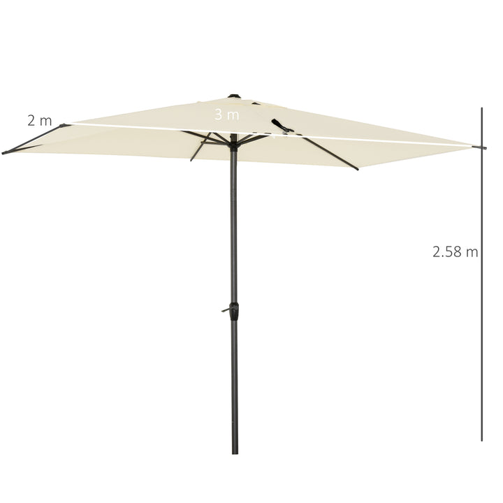 Outsunny 3 x 2M Sun Parasols Umbrellas Garden Patio Tilt Sun Shade Outdoor Canopy Crank Aluminium, Beige