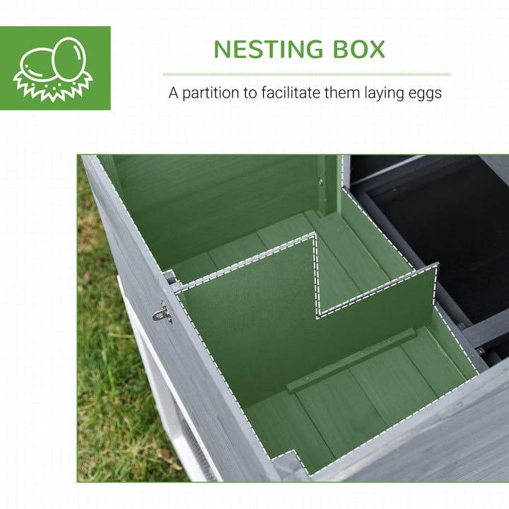 PawHut Chicken Coop, Hen House, Wooden Poultry Habitat with Outdoor Run, Nesting Box, Slide Out Tray, Lockable Doors, Ramp, 176 x 66 x 110cm, White