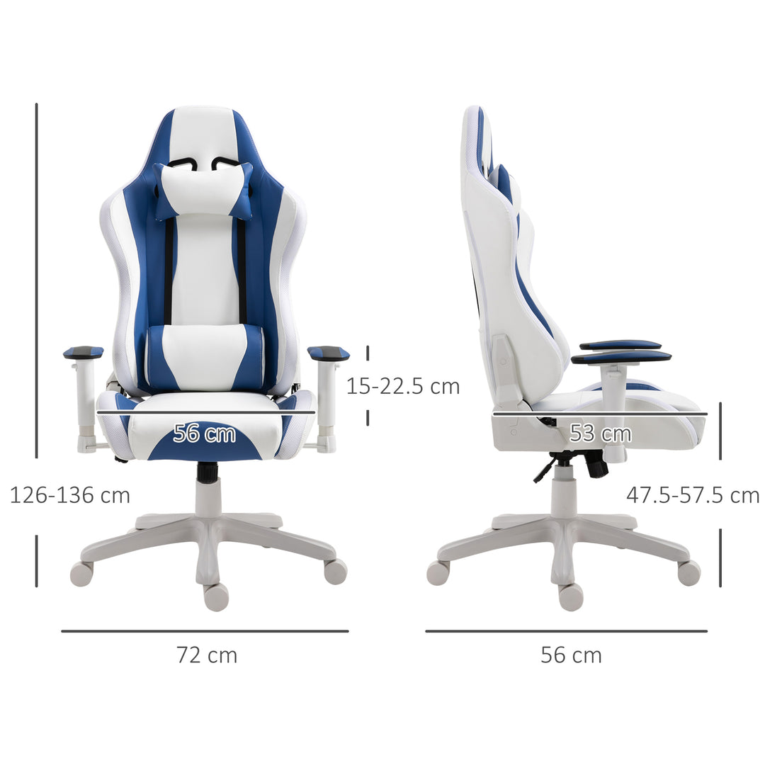 Vinsetto RGB LED Light Gaming Chair, PU Leather Thick Padding, White