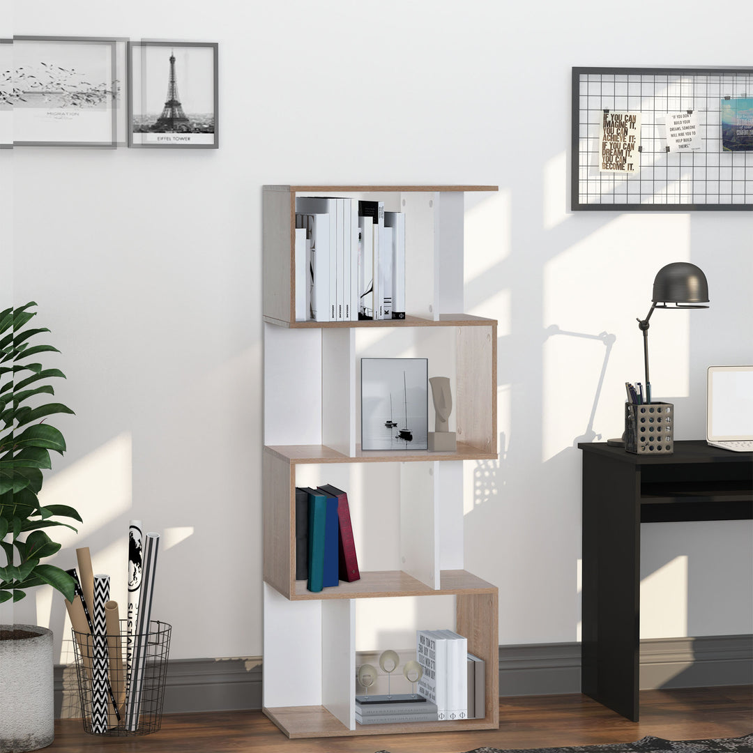 Particle Board 4-tier Storage Display Shelving Bookcase Unit Divider S Shape design Divider Unit