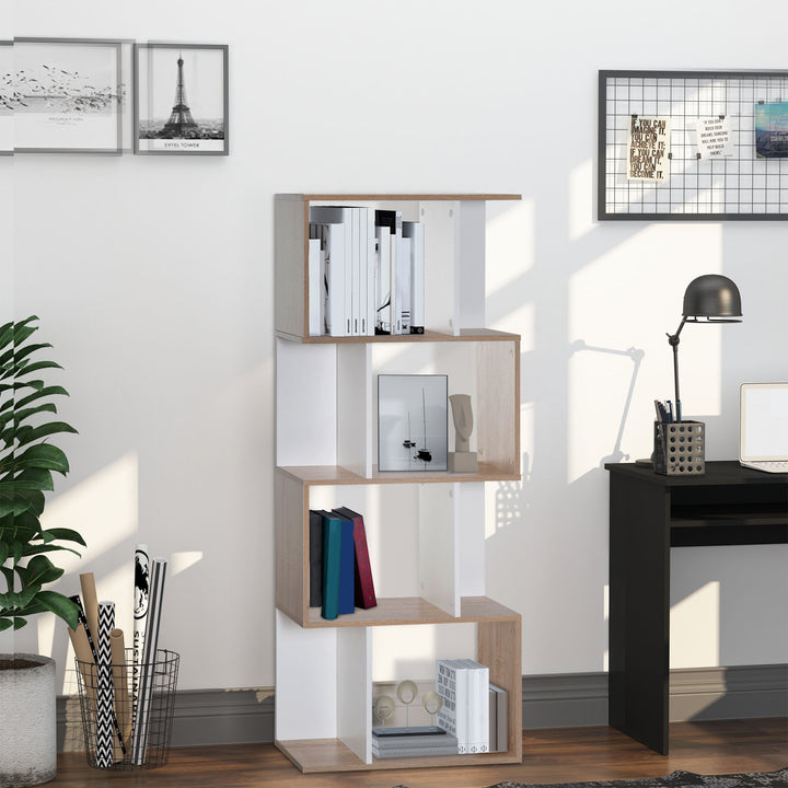 Particle Board 4-tier Storage Display Shelving Bookcase Unit Divider S Shape design Divider Unit
