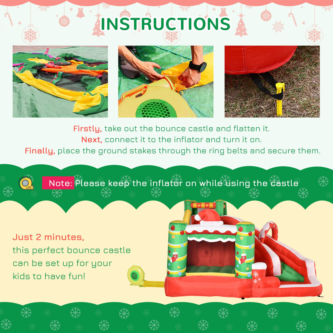 Kids Bounce Castle House Inflatable Trampoline Slide Water Pool Climbing Wall 4 in 1 with Inflator Carrybag for Kids Age 3-8