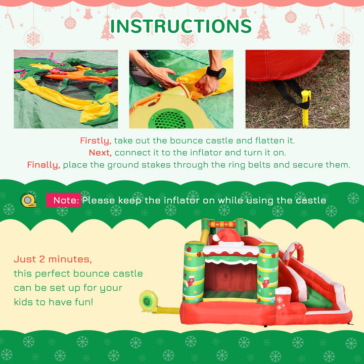 Kids Bounce Castle House Inflatable Trampoline Slide Water Pool Climbing Wall 4 in 1 with Inflator Carrybag for Kids Age 3-8