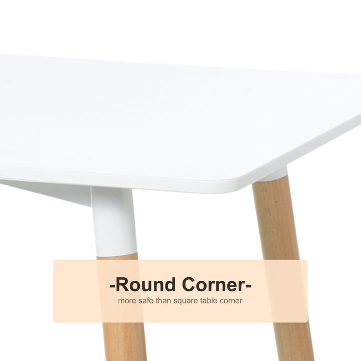 Scandinavian Style Dining Table w/ Wood Legs Adjustable Feet Elegant Home Office Dining Clean Stylish White