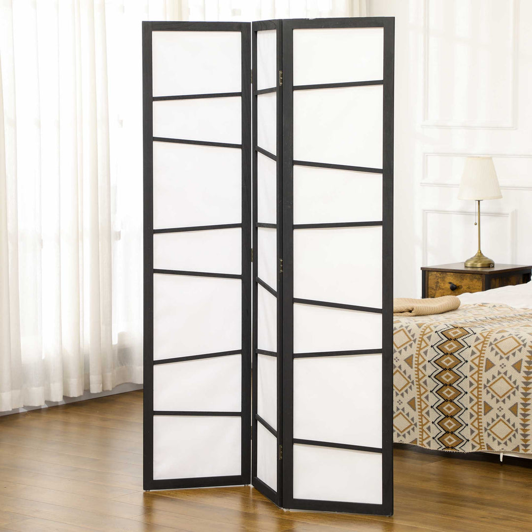 3 Panel Room Divider, Wooden Folding Privacy Screen, Freestanding Wall Partition Separator for Bedroom, White