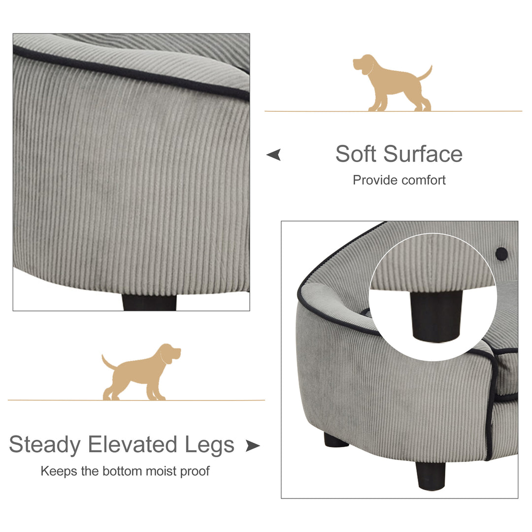 Pet Sofa, with Cushion, Removable Cover, for Small Dogs, Cats - Grey