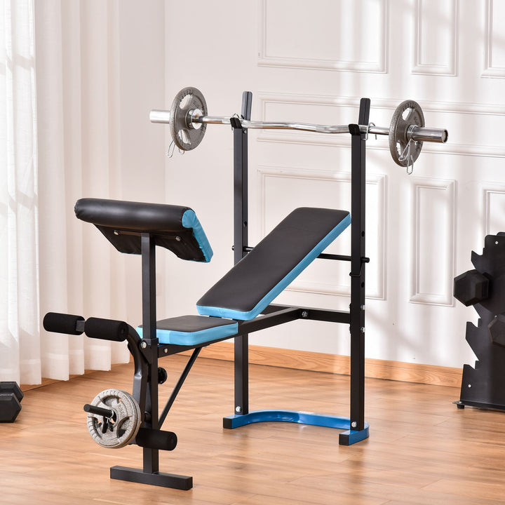 Adjustable Weight Bench with Leg Developer Barbell Rack for Lifting and Strength Training Multifunctional Workout Station for Home Gym Fitness