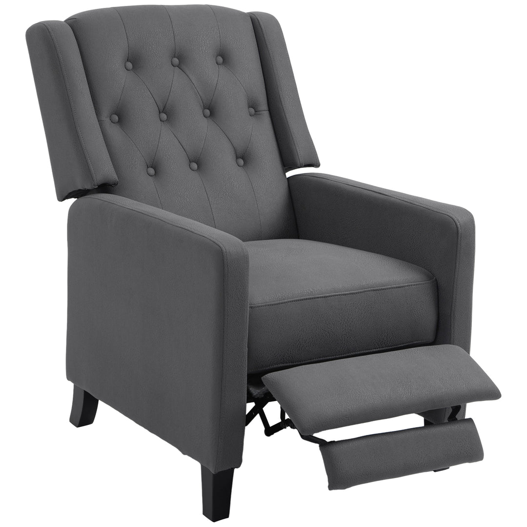 Recliner Chair, Button Tufted Cloth Deep Grey