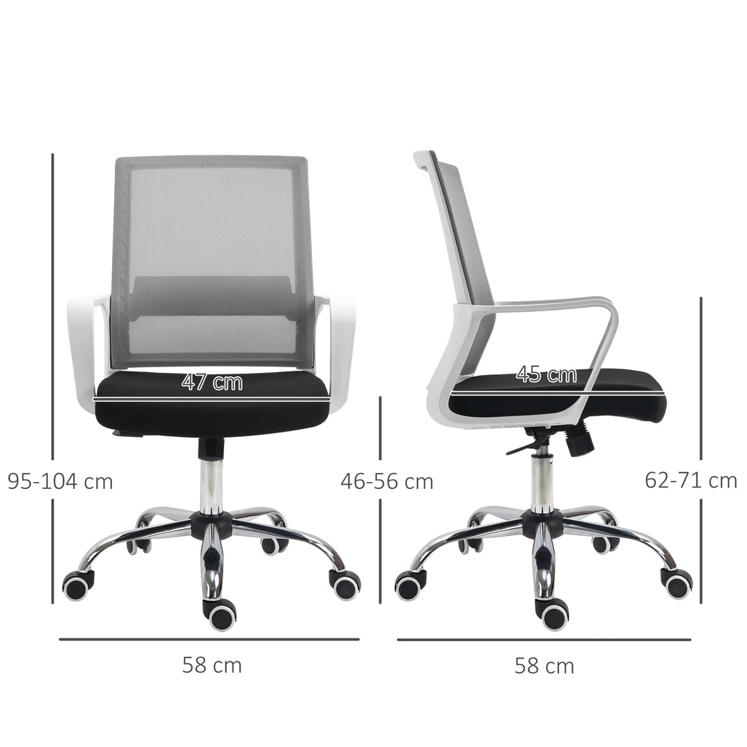 Vinsetto Ergonomic Office Chair Adjustable Height Breathable Mesh Desk Chair w/Armrest and 360° Swivel Castor Wheels Black
