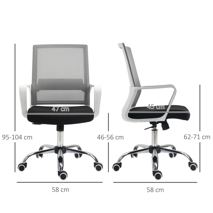Vinsetto Ergonomic Office Chair Adjustable Height Breathable Mesh Desk Chair w/Armrest and 360° Swivel Castor Wheels Black