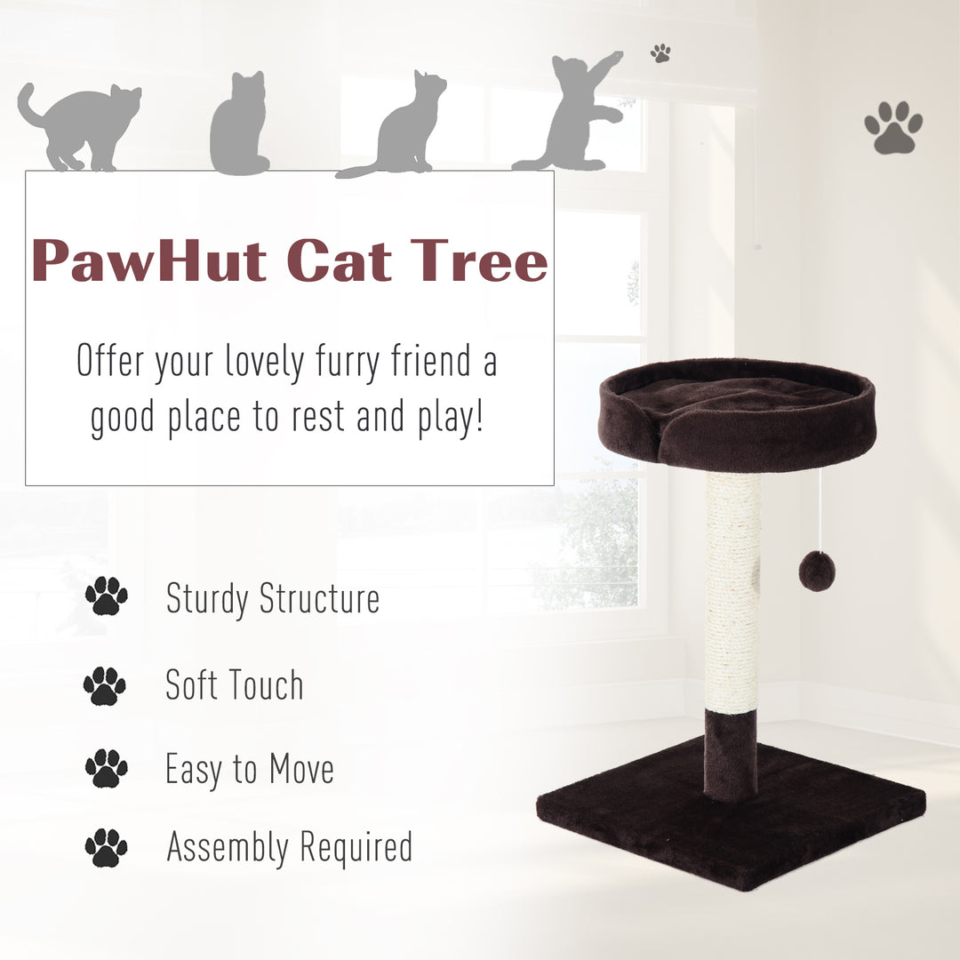 PawHut Cat Tree Scratching Post Furniture Pet Play Area Activity Center Kitten Climbers Climbing Exercise w/ Hanging Toy &amp; Cushion-Brown
