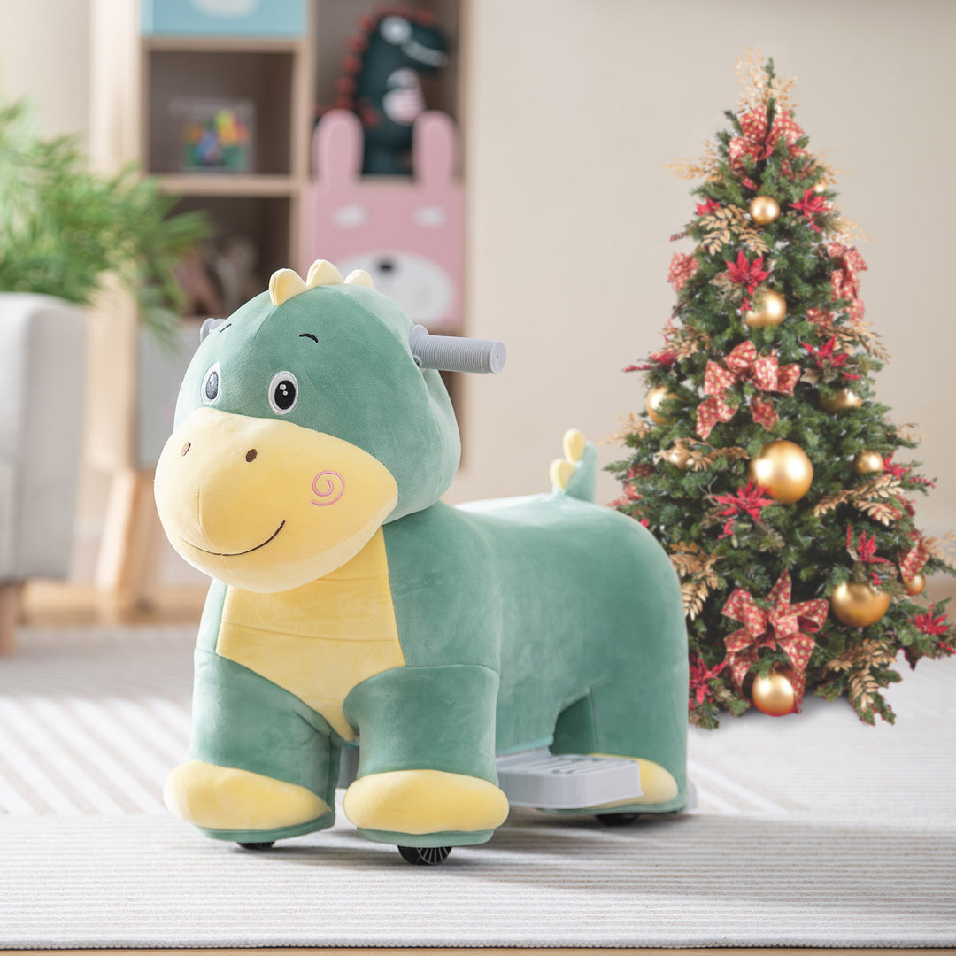 6V Electric Animal Ride On Toy with Music Function-Green