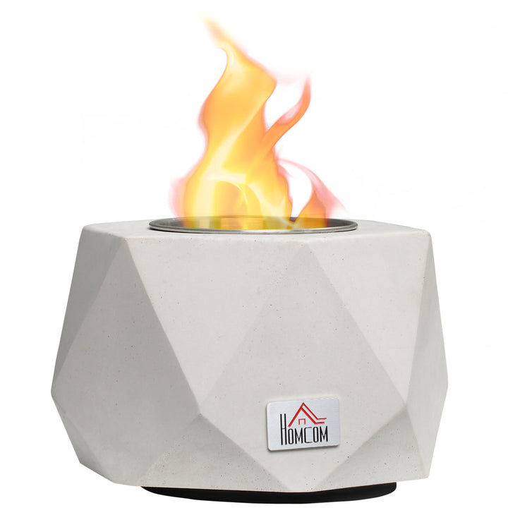 Tabletop Fire Pit, Indoor Fireplace 15cm Table Top Fire Pit Bowl, Alcohol Fueled Concrete Firepit, Angular Mini Fire Bowl Balcony Decor, Grey