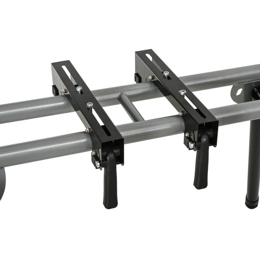 DURHAND Miter Saw Stand with Extensions, Sawhorse for Cutting Logs, Foldable with Wheels Max Load 150 Kg, Black and Grey