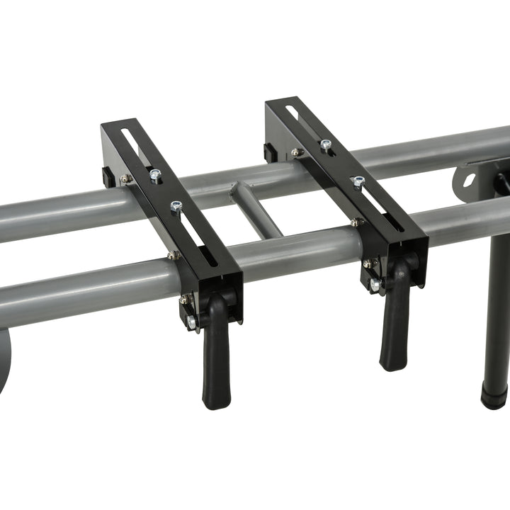 DURHAND Miter Saw Stand with Extensions, Sawhorse for Cutting Logs, Foldable with Wheels Max Load 150 Kg, Black and Grey