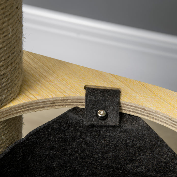 PawHut 84cm Cat Tree, Kitty Activity Center with Hammock &amp; Bed, Cat Tower with Jute Scratching Post, Natural