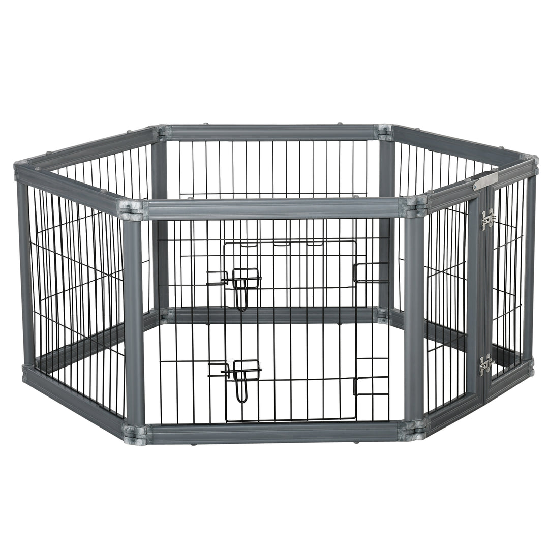 Heavy Duty Pet Playpen, 6 Panels Puppy Play Whelping Pen, Foldable Steel Dog Exercise Fence, with Door, Double Locking Latches