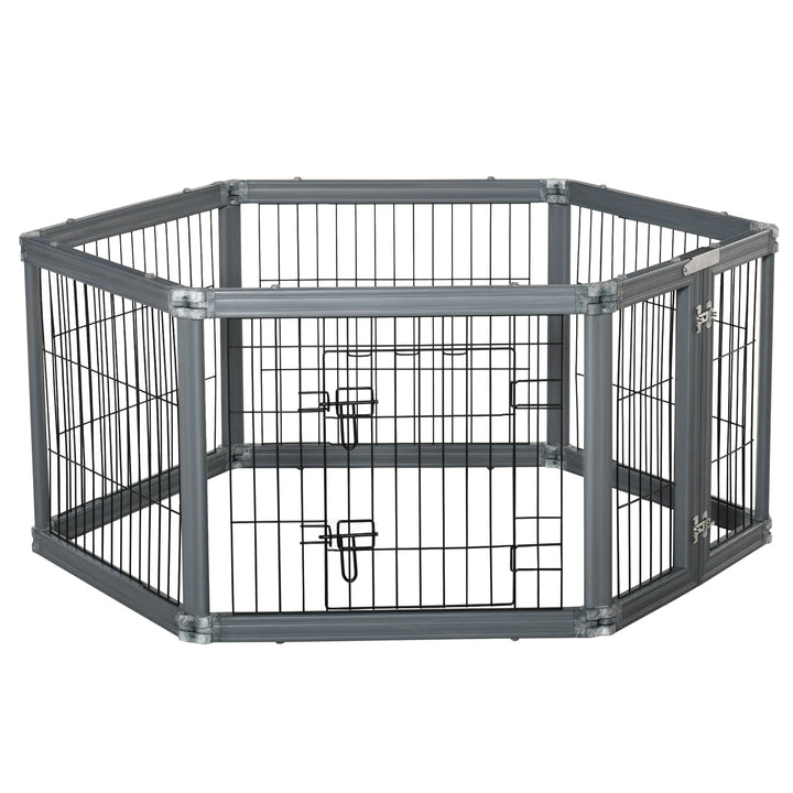 Heavy Duty Pet Playpen, 6 Panels Puppy Play Whelping Pen, Foldable Steel Dog Exercise Fence, with Door, Double Locking Latches