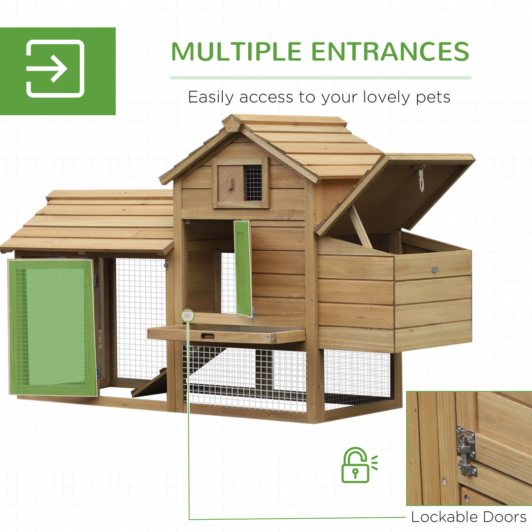 Chicken Coop Hen Cage Small Animal Hutch Nesting Box w/Outdoor Run 150.5 x 54 x 87 cm