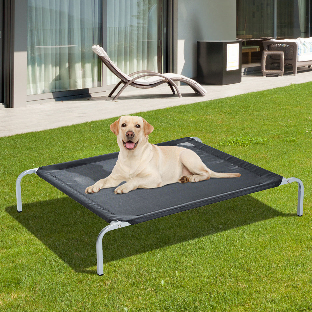 PawHut Elevated Pet Bed Portable Camping Raised Dog Bed w/ Metal Frame Black (Medium)