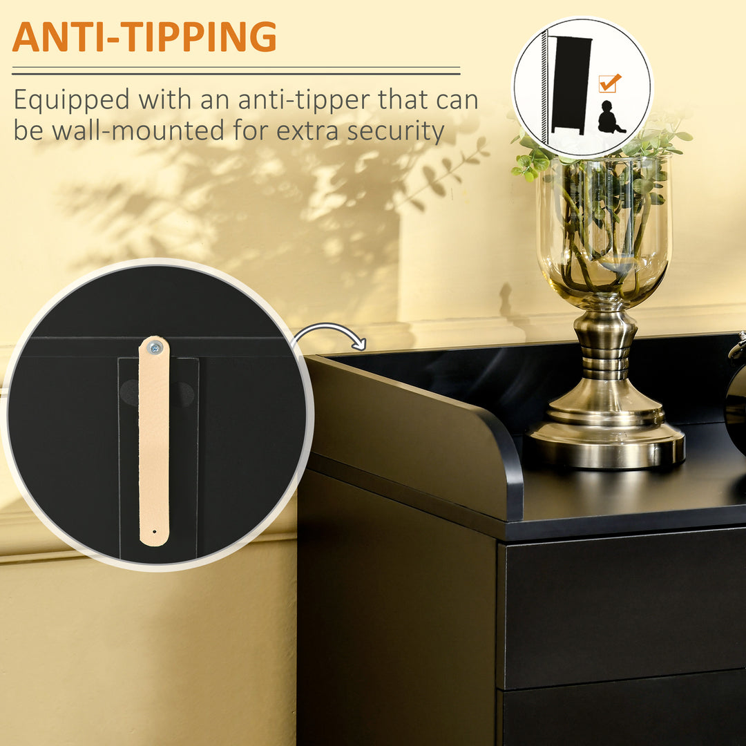Modern Storage Cabinet, Small Floor Cupboard with Drawer and Adjustable Shelf for Kitchen, Living Room, Bedroom, Hallway, Black