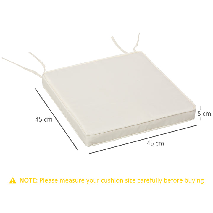 Set of 2 Bench Cushion Seat Pads Dining Chair w/Straps Indoor Garden Patio Mat White 45L x 45W x 5T cm