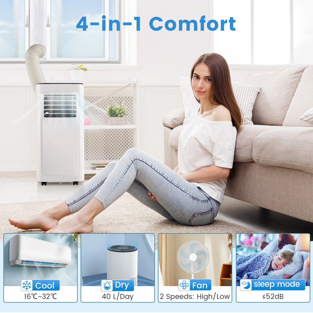 Portable Air Conditioner with Dehumidifier Fan- White