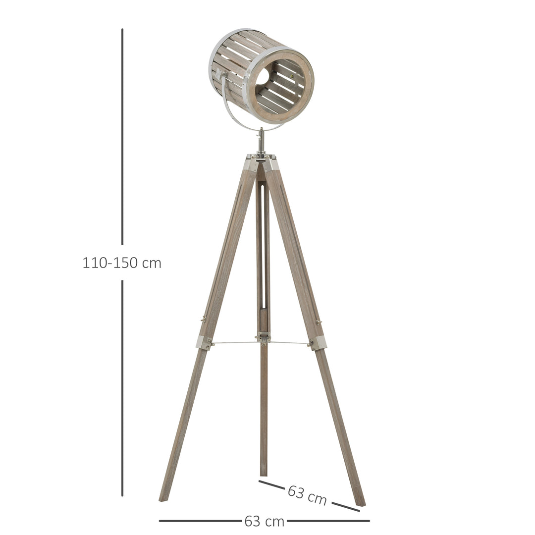 Floor Lamps for Living Room Unique Wood Frame Adjustable Shade Height Unique Vintage Spotlight Metal Home Office Furniture Lighting
