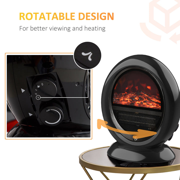 Free standing Electric Fireplace Heater with Realistic Flame Effect, Rotatable Head, Overheating Protection, 1500W, Black