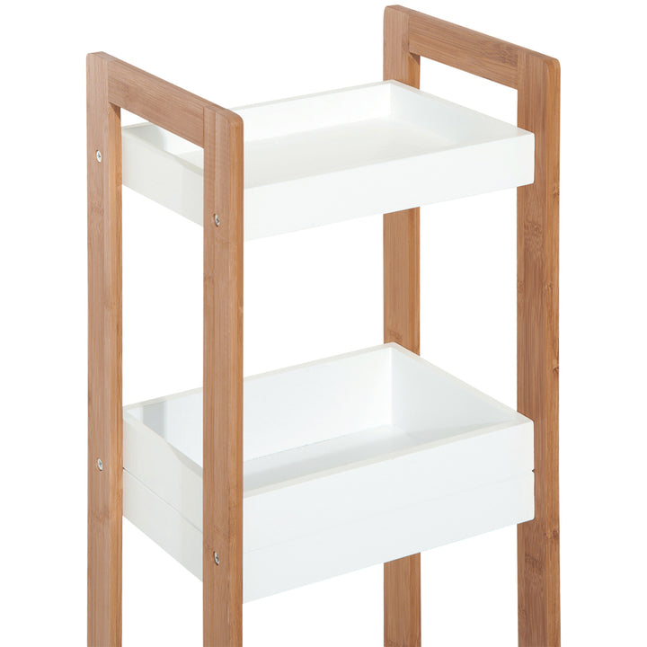 3-Tier Bathroom Rack Storage Shelf Bamboo Organiser Shower Tower for Narrow Place