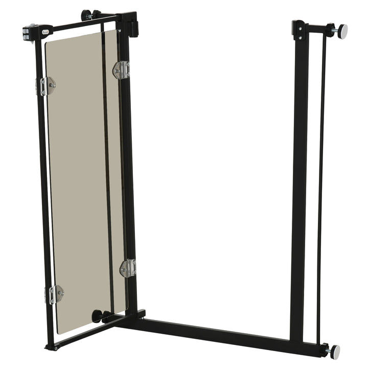 PawHut Pressure Fit Pet Safety Gate, Auto-Close Dog Barrier Stairgate, Double Locking, Acrylic Panel, for Doors, Hallways, Openings 76-82 cm, Black