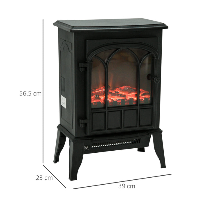 Freestanding Electric Fireplace Heater, 1000W/2000W-Black