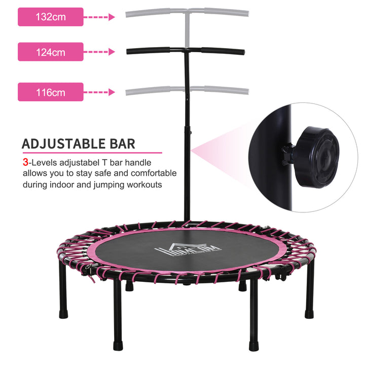 45" Round Mini Trampoline Rebounder Indoor Outdoor Jumper with Adjustable Handle - Pink