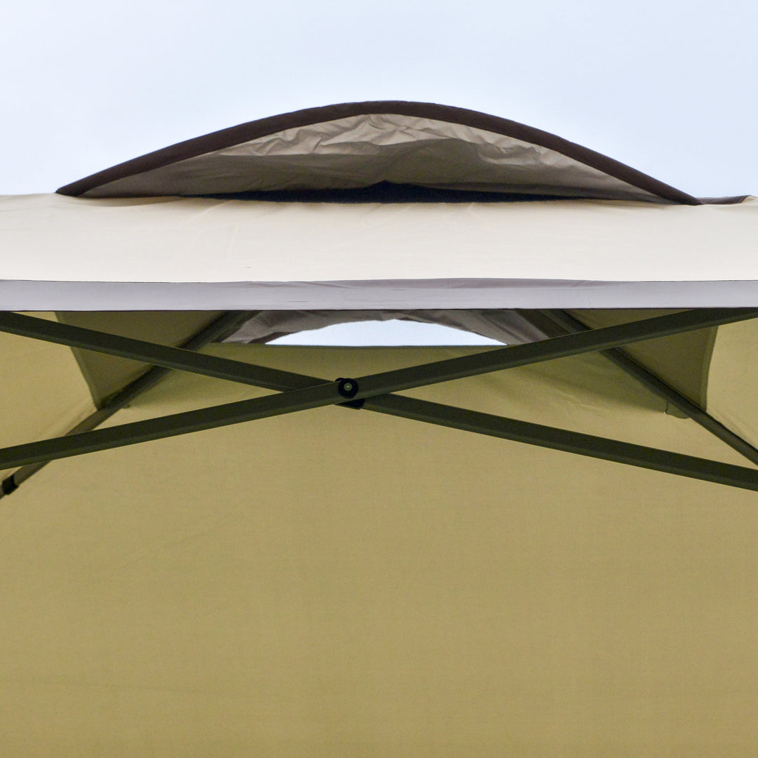 Outsunny 4 x 4m Pop-up Canopy Gazebo Tent with Roller Bag &amp; Adjustable Legs Outdoor Party, Steel Frame, Brown