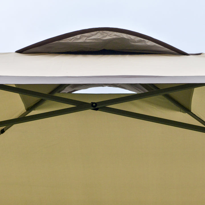 Outsunny 4 x 4m Pop-up Canopy Gazebo Tent with Roller Bag &amp; Adjustable Legs Outdoor Party, Steel Frame, Brown