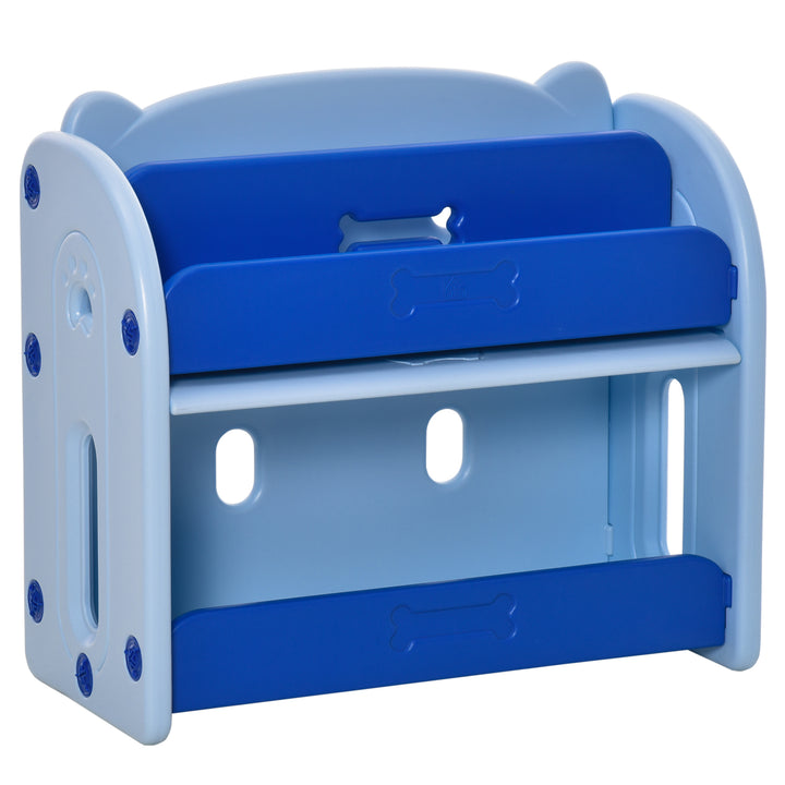 Kids Toy Storage Organizer Bookshelf Unit with 2-layer Storage Rack Box with Flip Lid for Bedroom Playroom Living Room Nursery Blue