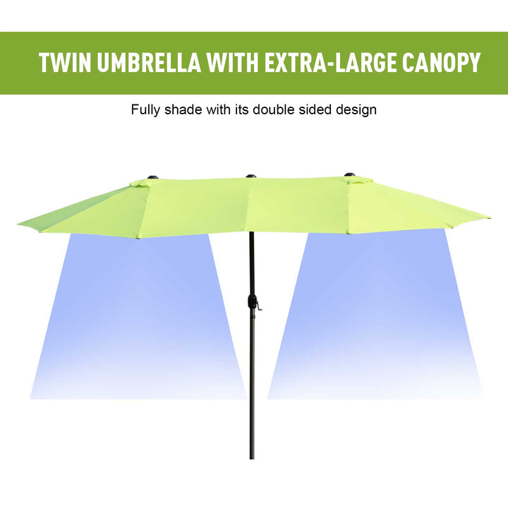 4.6m Garden Parasol Double-Sided Sun Umbrella Patio Market Shelter Canopy Shade Outdoor Grass Green - NO BASE