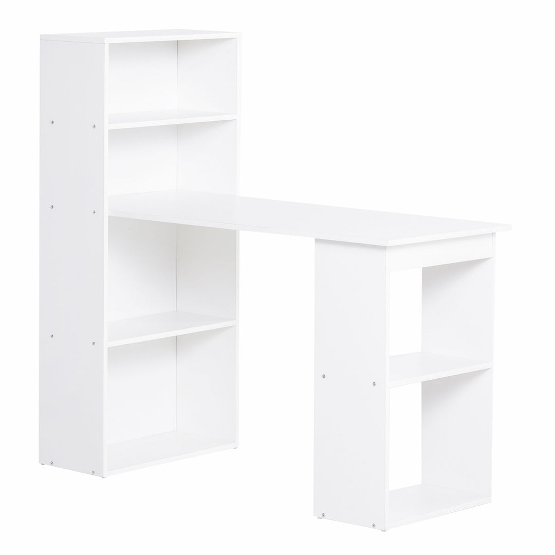 Modern Computer Desk 6 Shelves White