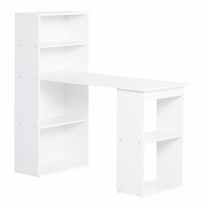 Modern Computer Desk 6 Shelves White