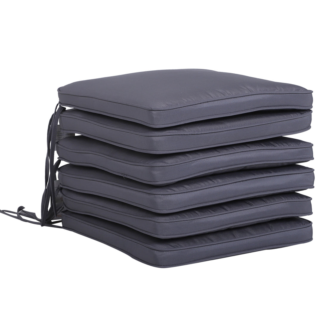 Set of 6 Chair Cushion Seat Pads Dining Chair w/ Straps Indoor Outdoor Removable Tie On Garden Patio Grey